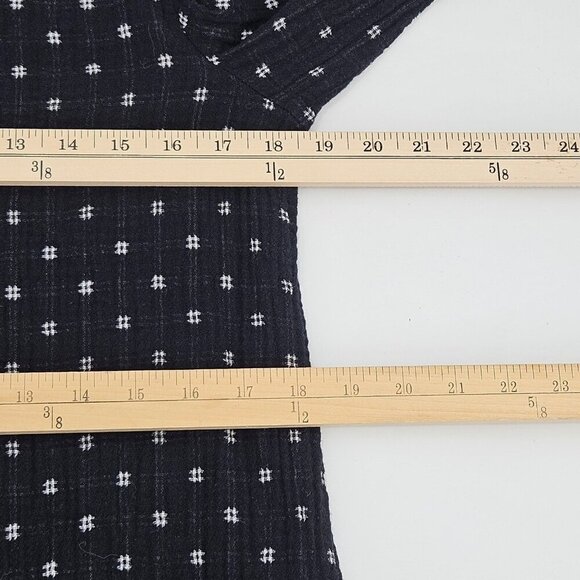 Habitat Slub Cotton Fringe Top Black Women’s Size XS Long Sleeve Boxy Lagenlook - Picture 9 of 10